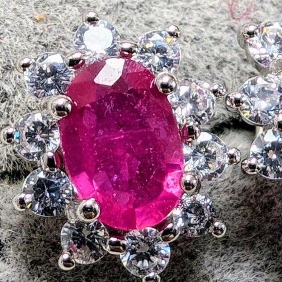 Silver Ruby 2Ct Earrings, Suggested Retail Value $200 - Picture 3 of 3